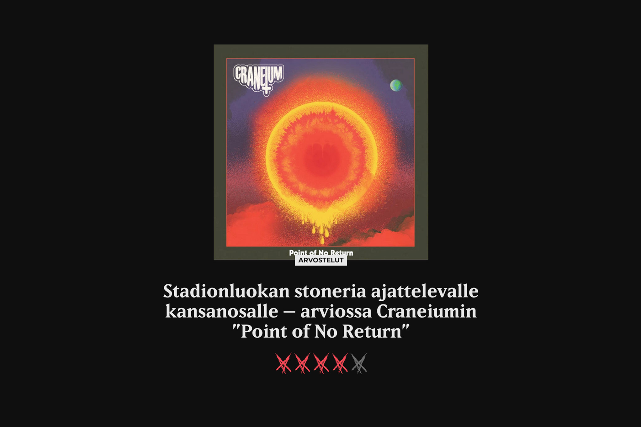 Craneiumin levy Kaaoszinen arvioissa