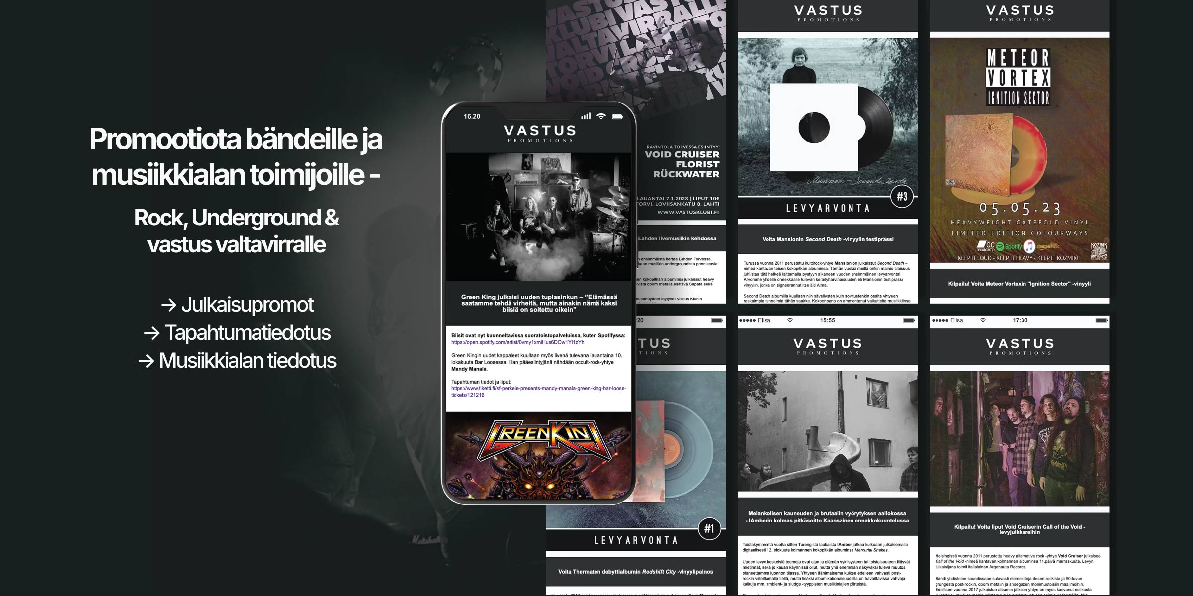 Promootiota bändeille ja musiikkialan toimijoille – Rock, underground & vastus valtavirralle